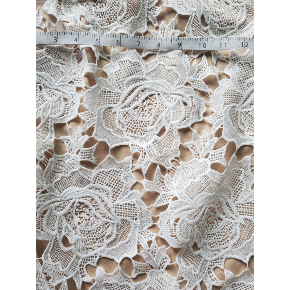 Lulus White Floral Crochet Lace Halter Sheath Dress Nude Lining NWT Large - Picture 8 of 14